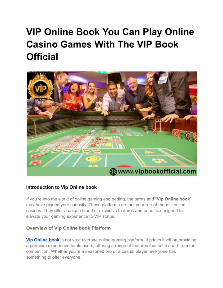 vip online book you can play online casino games n.w
