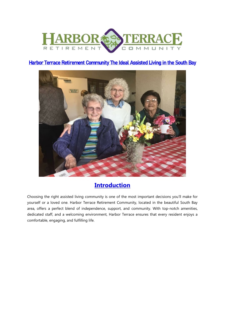 harbor terrace retirement community the ideal n.w