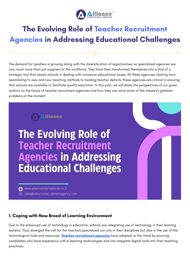 the evolving role of teacher recruitment agencies n.w