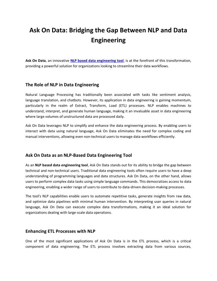 ask on data bridging the gap between nlp and data n.w