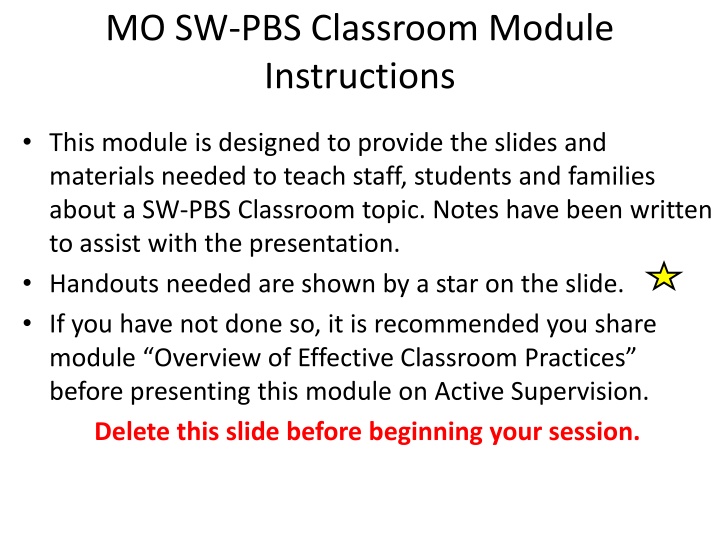 Effective Classroom Practices: Active Supervision Module