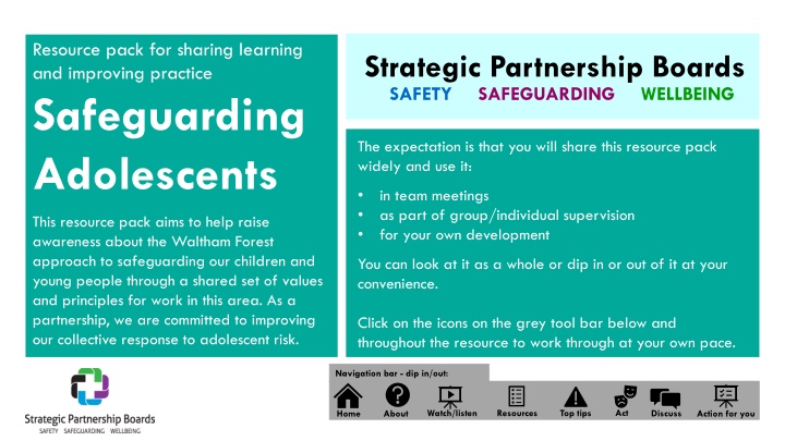 Resource Pack for Safeguarding Adolescents: Enhancing Practice in Waltham Forest