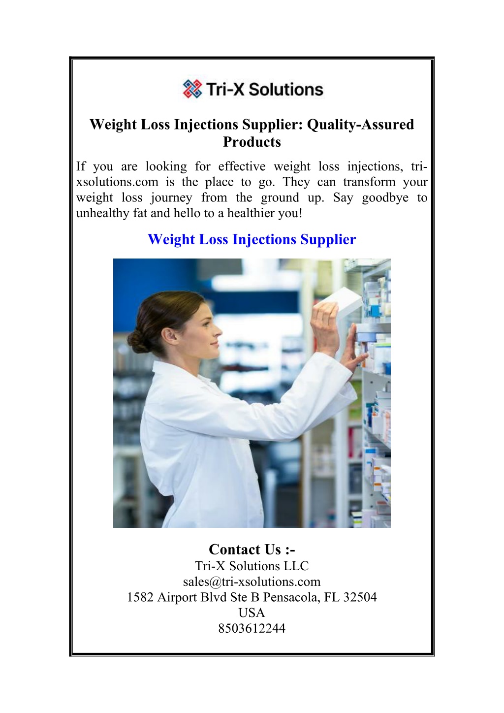 weight loss injections supplier quality assured l.w