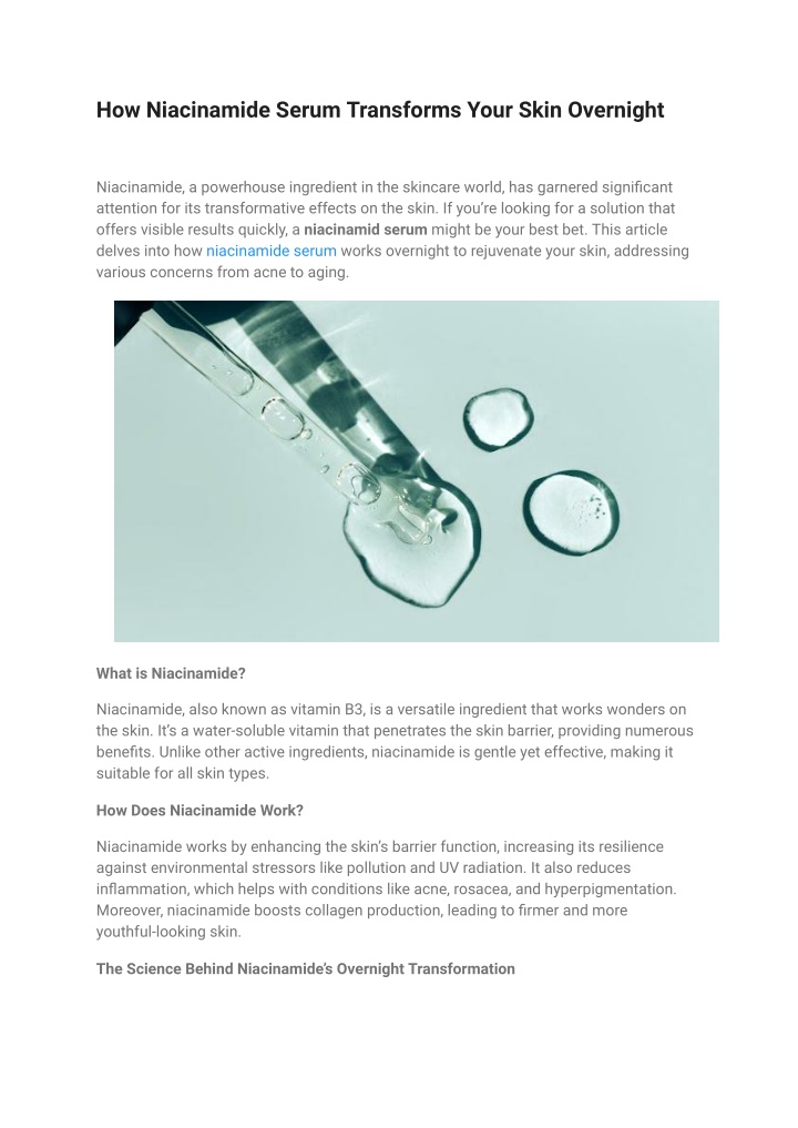 how niacinamide serum transforms your skin n.w