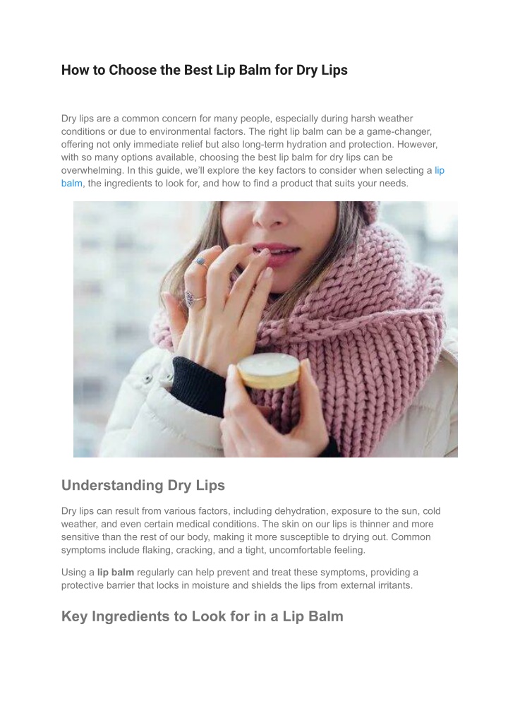 how to choose the best lip balm for dry lips n.w