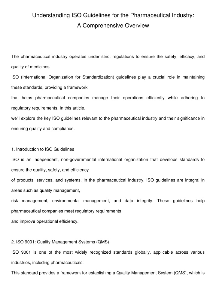 understanding iso guidelines n.w