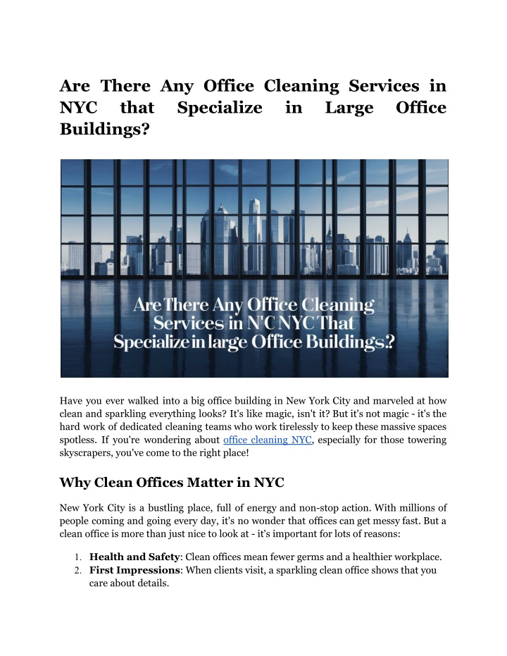 are there any office cleaning services n.w