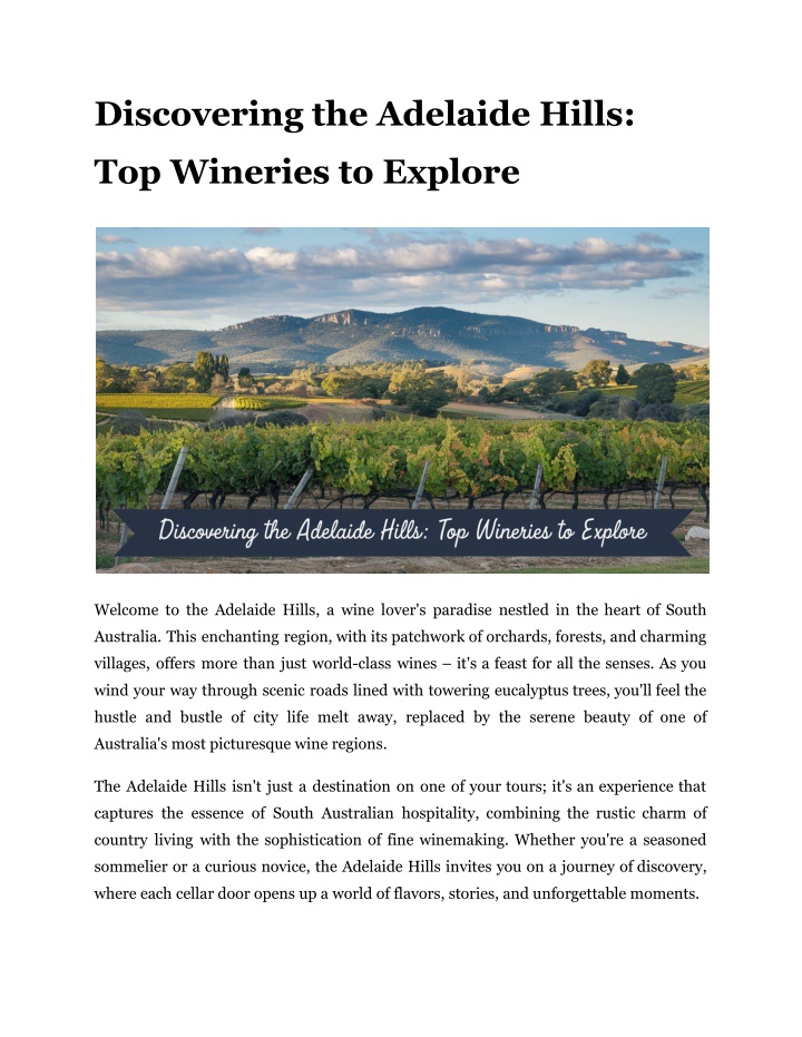 discovering the adelaide hills n.w