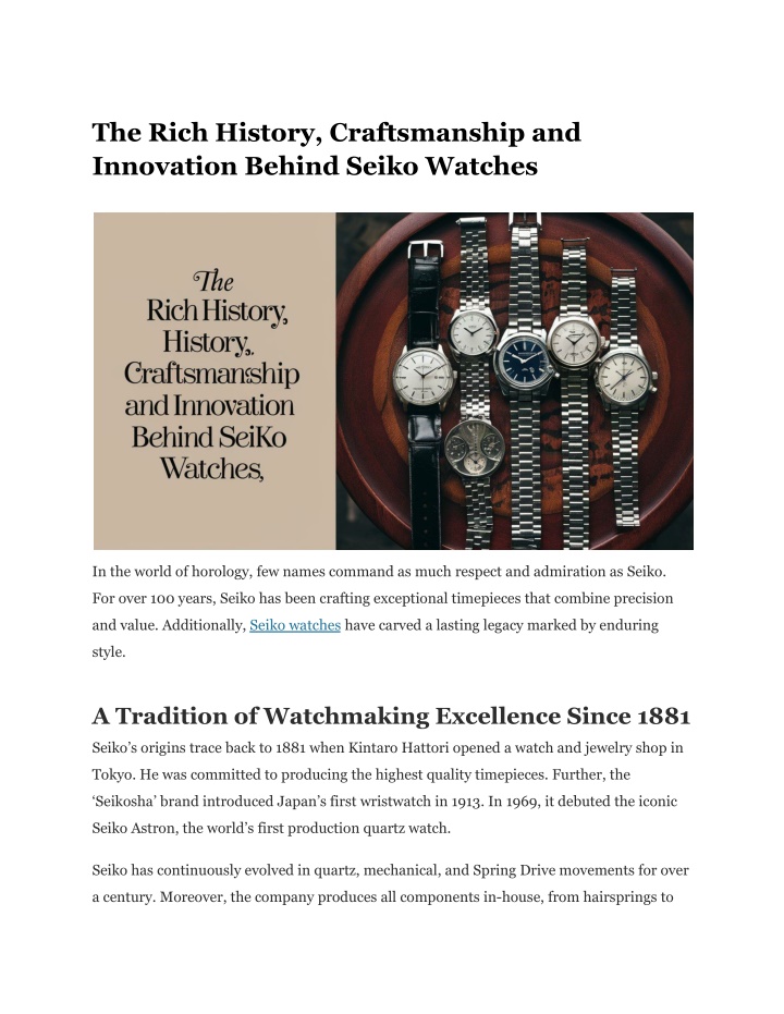 the rich history craftsmanship and innovation n.w
