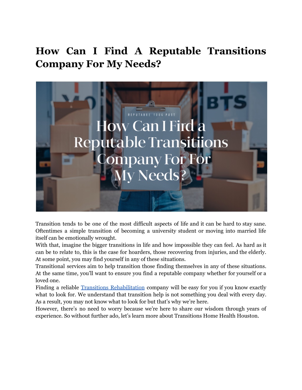 how can i find a reputable transitions company l.w