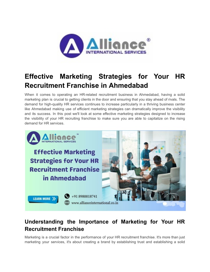 effective recruitment franchise in ahmedabad n.w