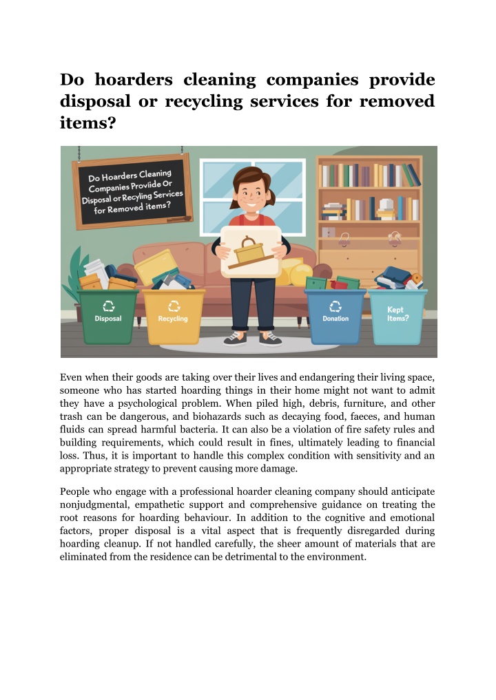 do hoarders cleaning companies provide disposal n.w