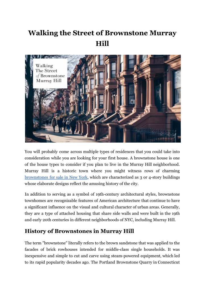 walking the street of brownstone murray hill n.w