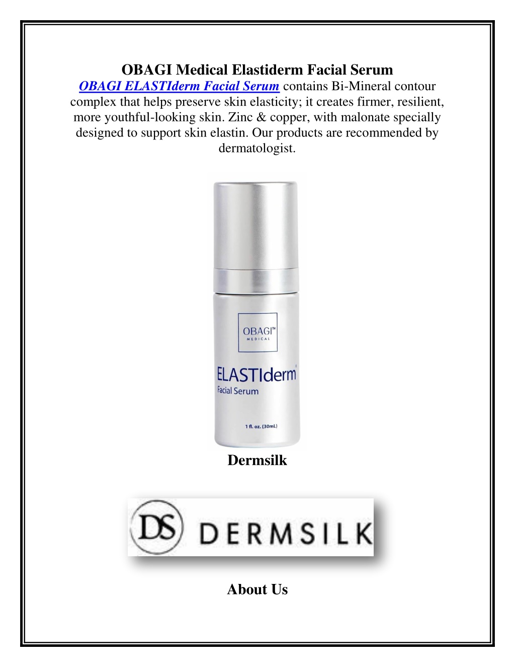 obagi medical elastiderm facial serum obagi l.w