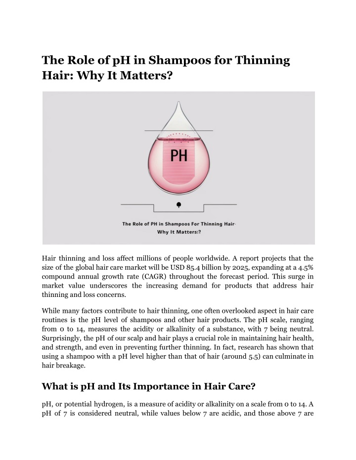 the role of ph in shampoos for thinning hair n.w