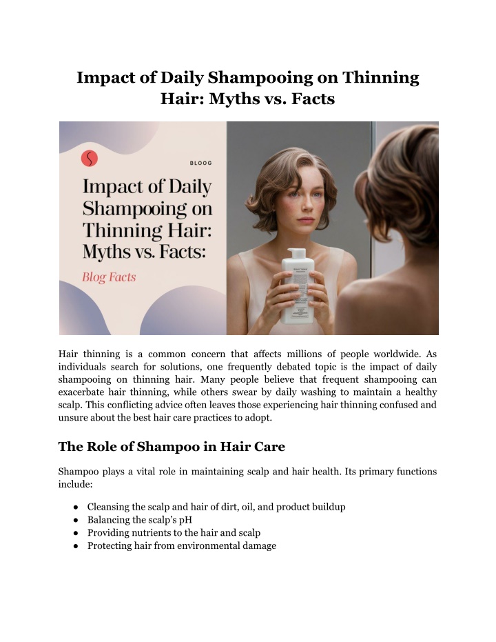 impact of daily shampooing on thinning hair myths n.w