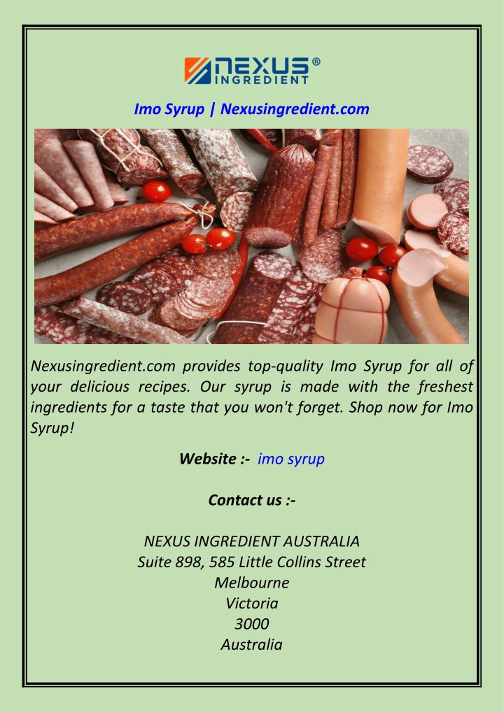 imo syrup nexusingredient com n.w