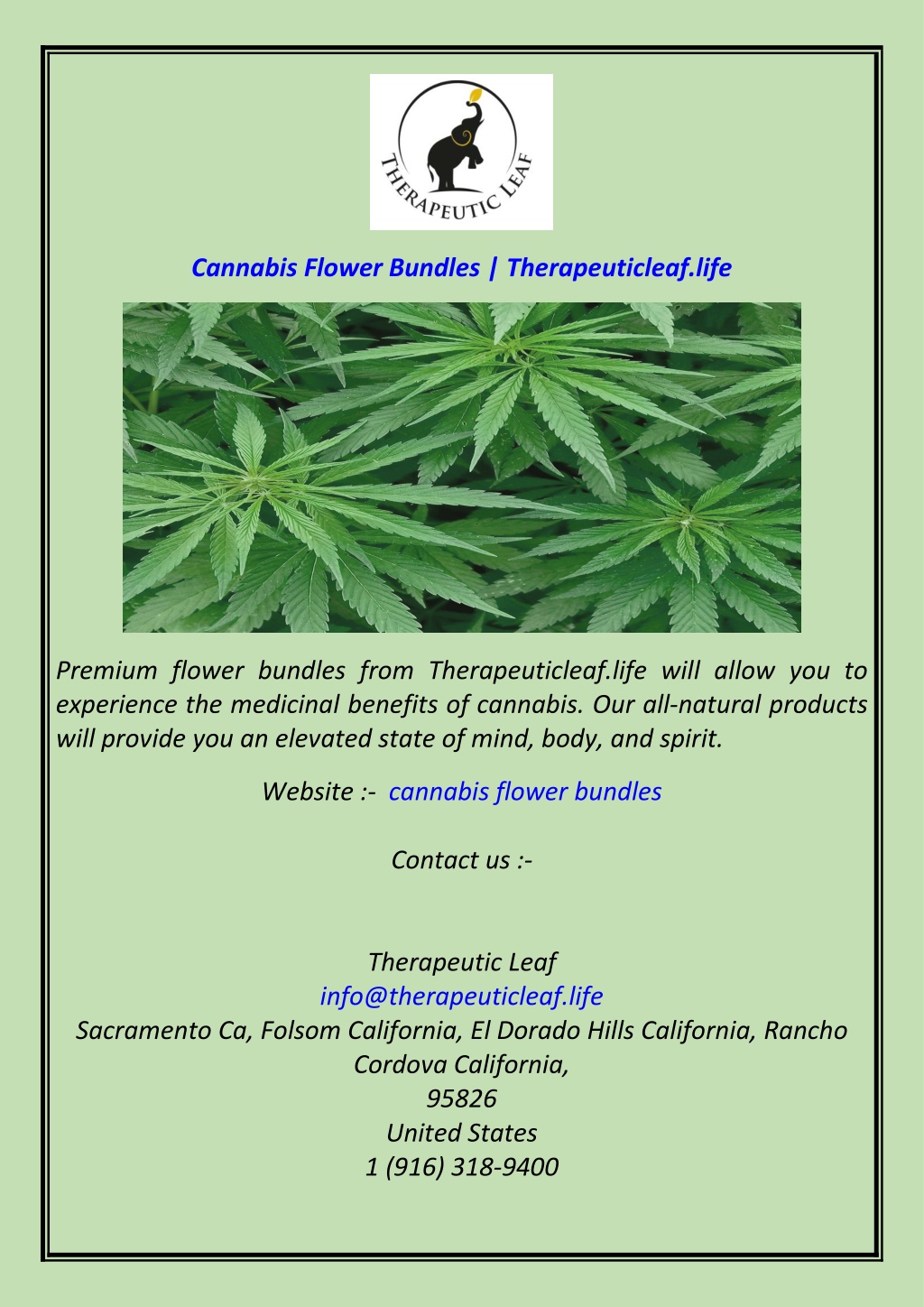 cannabis flower bundles therapeuticleaf life l.w