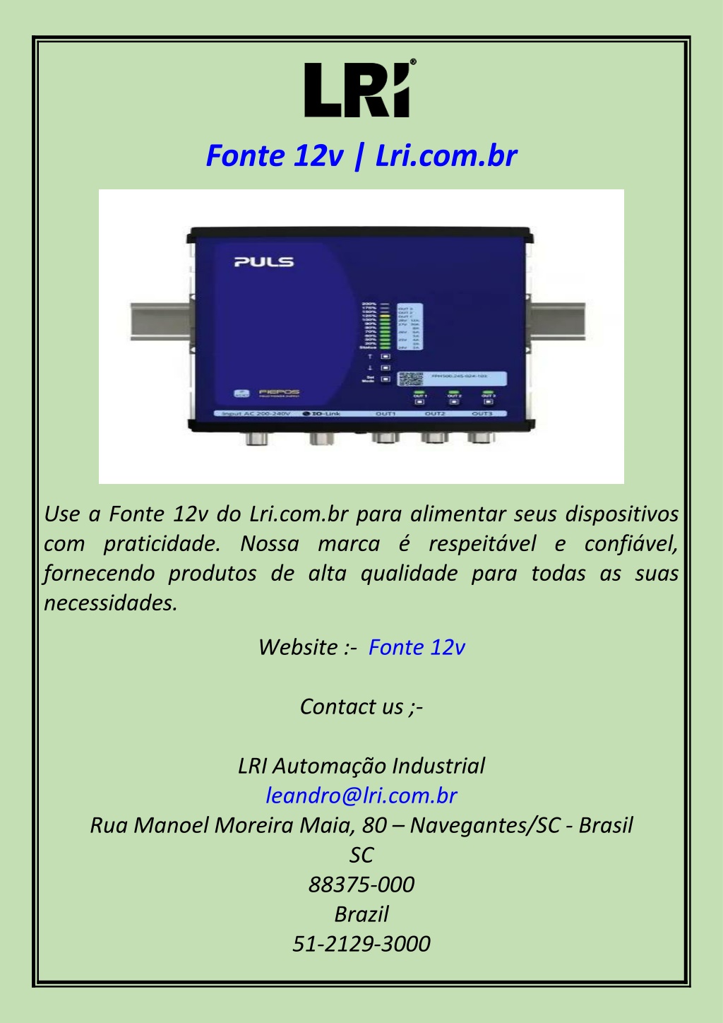 fonte 12v lri com br l.w