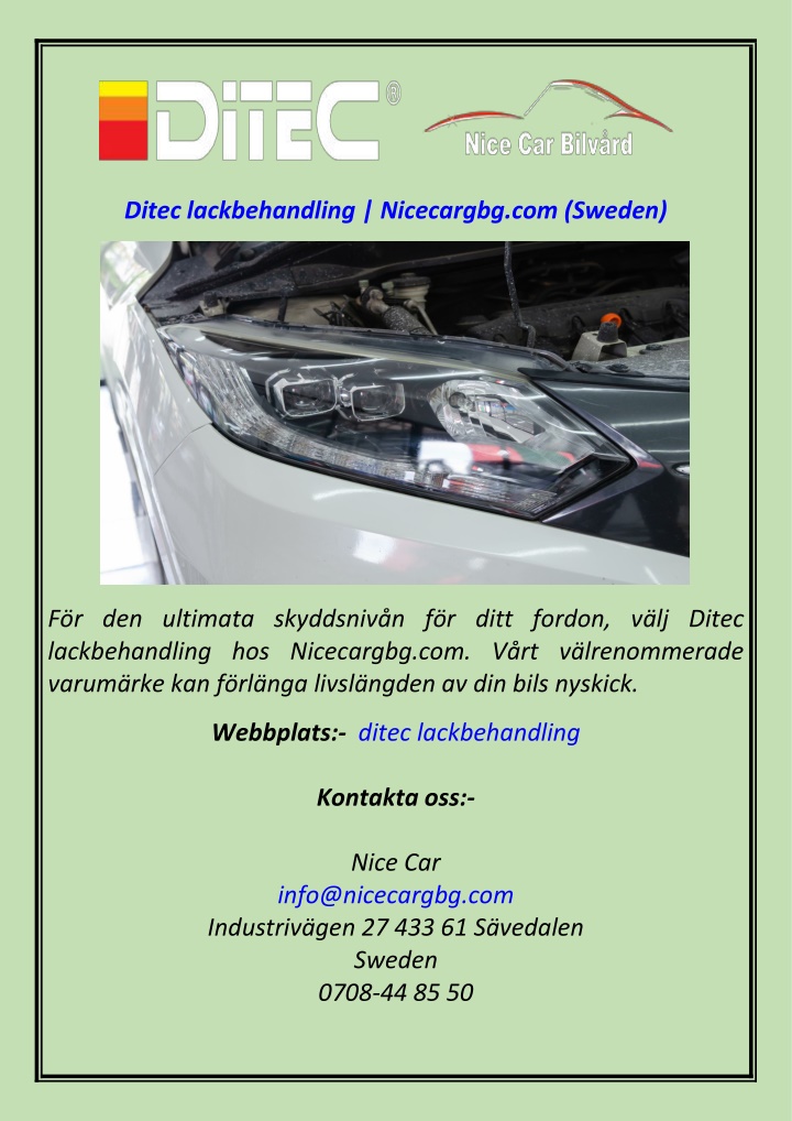 ditec lackbehandling nicecargbg com sweden n.w