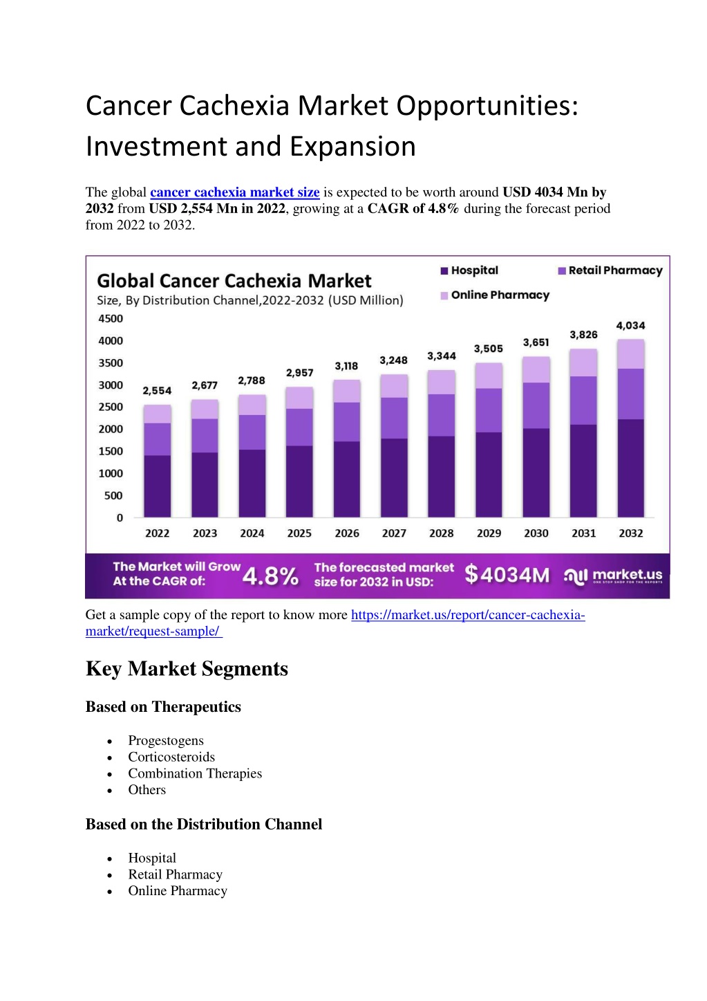 cancer cachexia market opportunities investment l.w