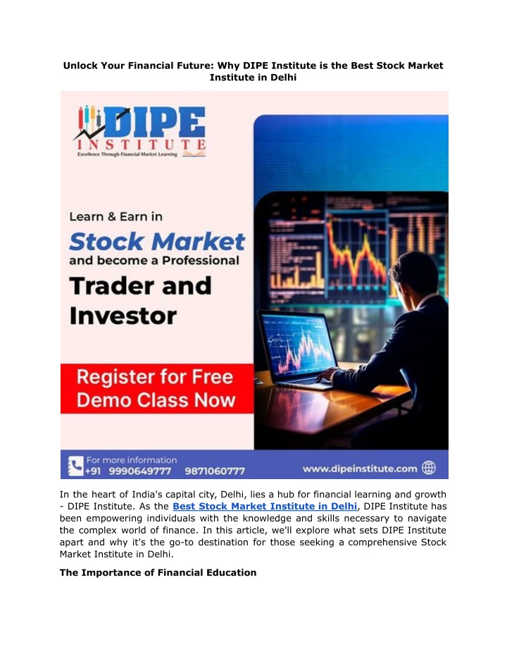 unlock your financial future why dipe institute n.w