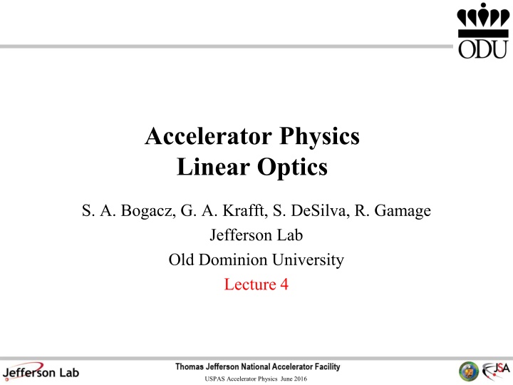 Linear Beam Optics and Particle Motion in Accelerator Physics
