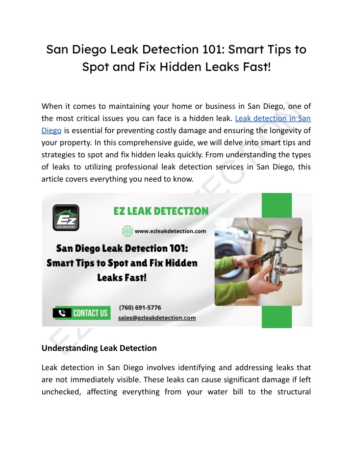 san diego leak detection 101 smart tips to spot n.w