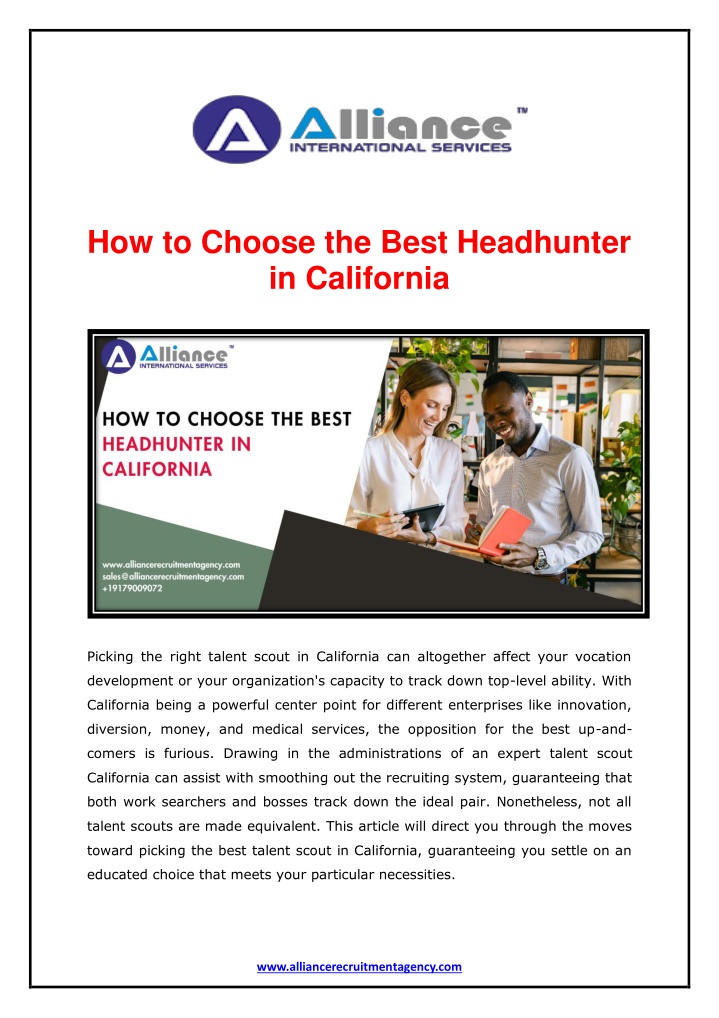 how to choose the best headhunter in california n.w
