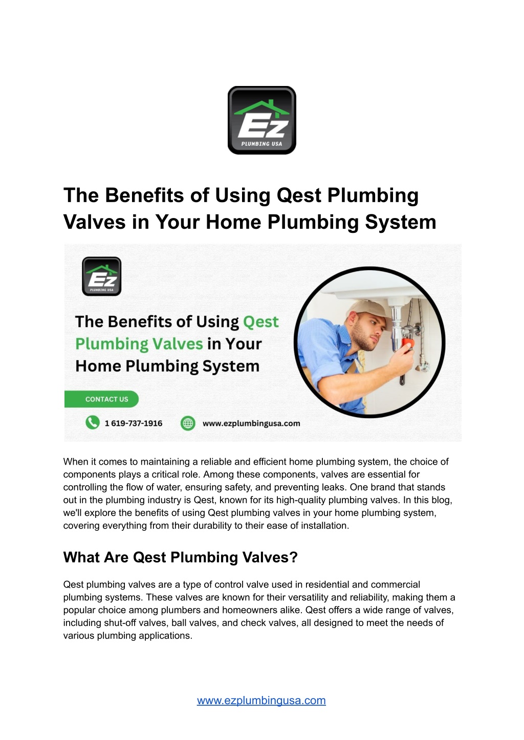 the benefits of using qest plumbing valves l.w