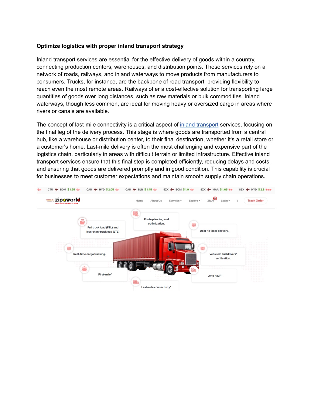 optimize logistics with proper inland transport l.w