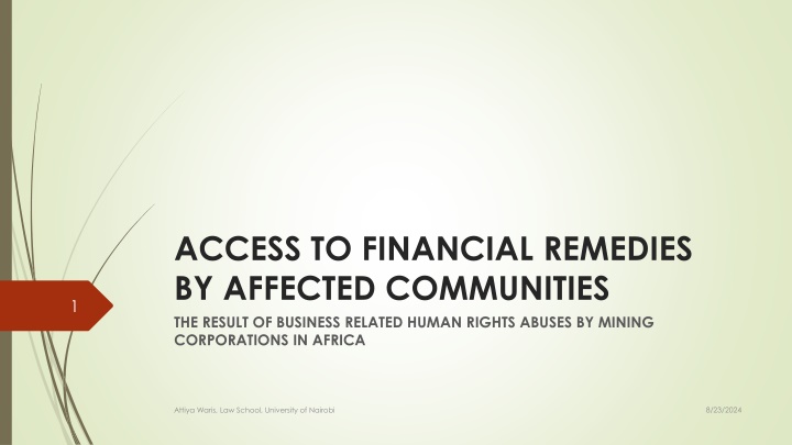 Access to Financial Remedies for Communities affected by Mining Abuses in Africa