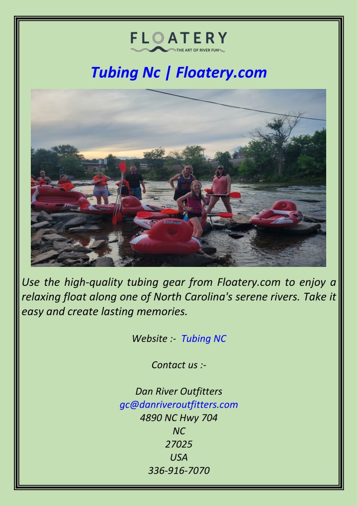 tubing nc floatery com n.w