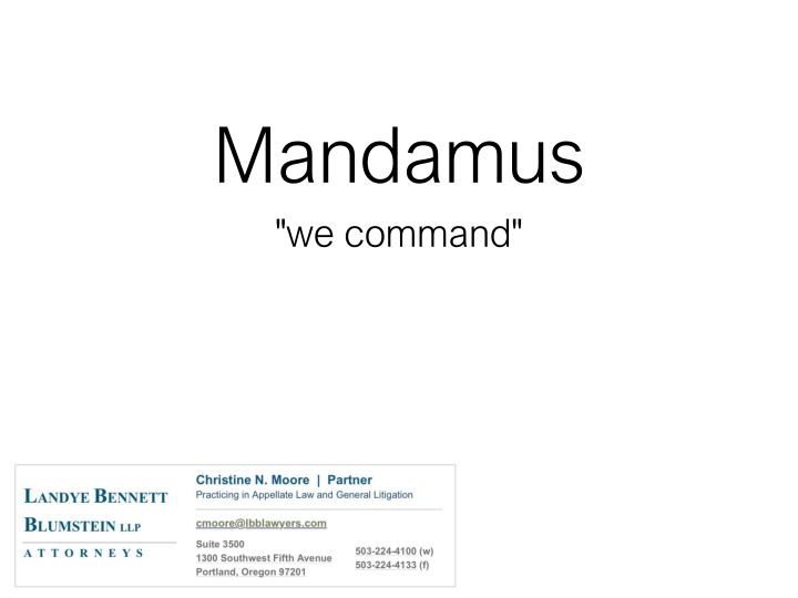 Mandamus: A Legal Overview