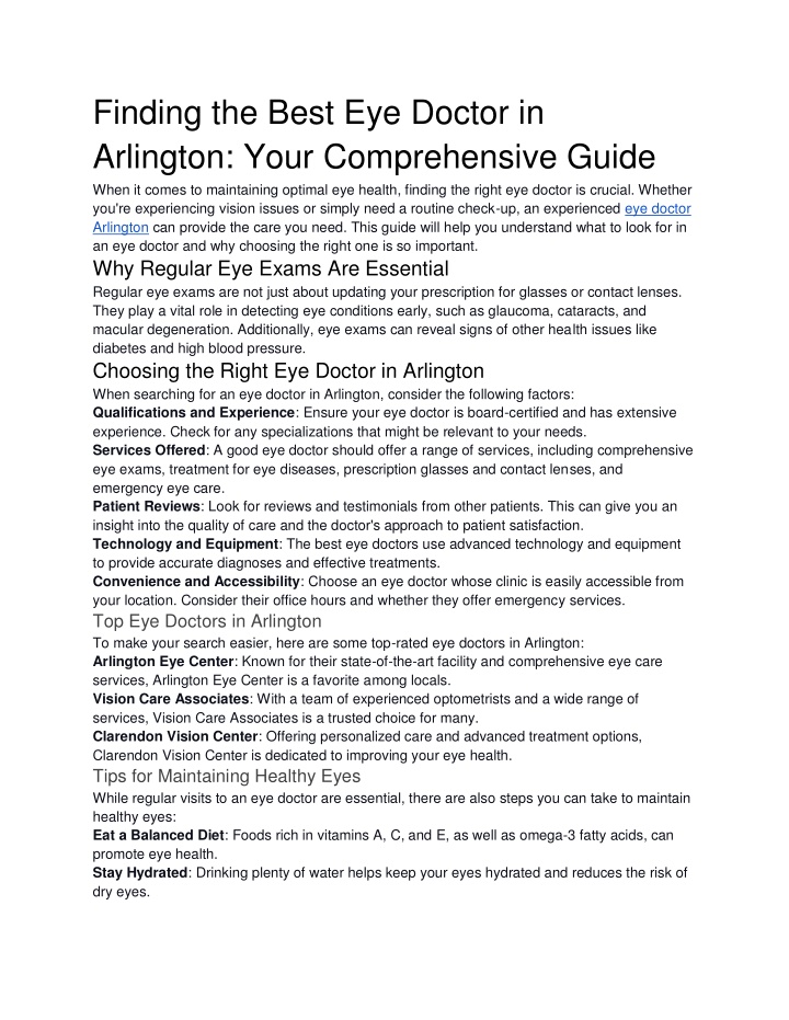 finding the best eye doctor in arlington your n.w