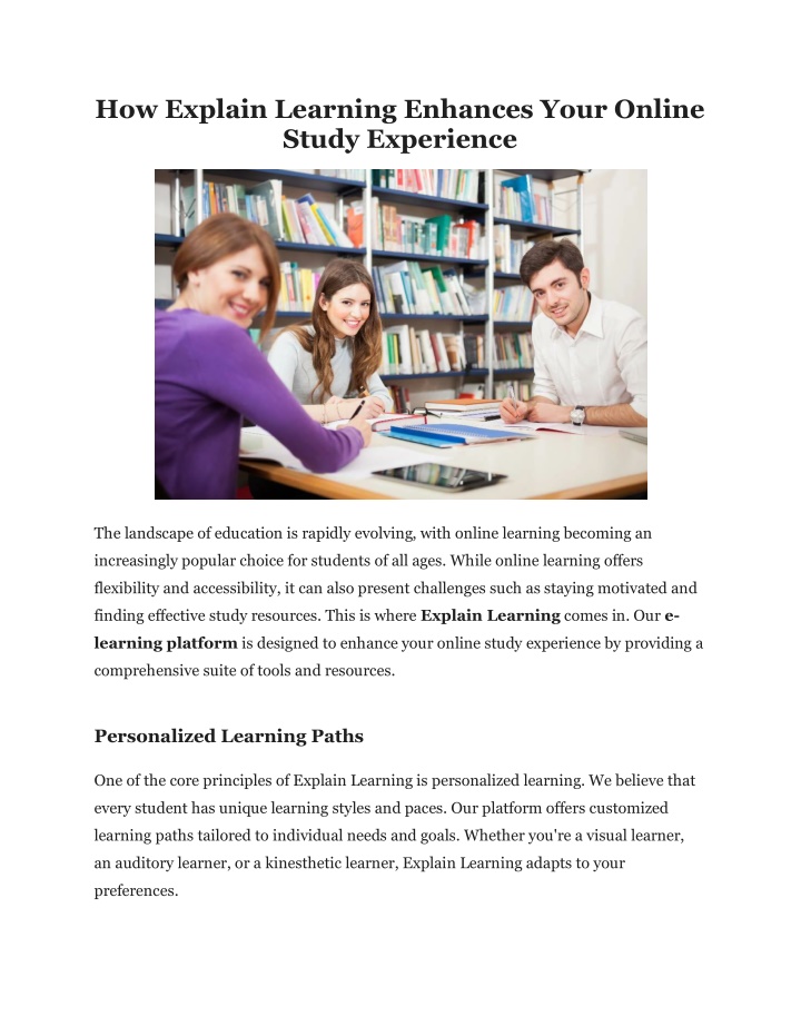 how explain learning enhances your online study n.w