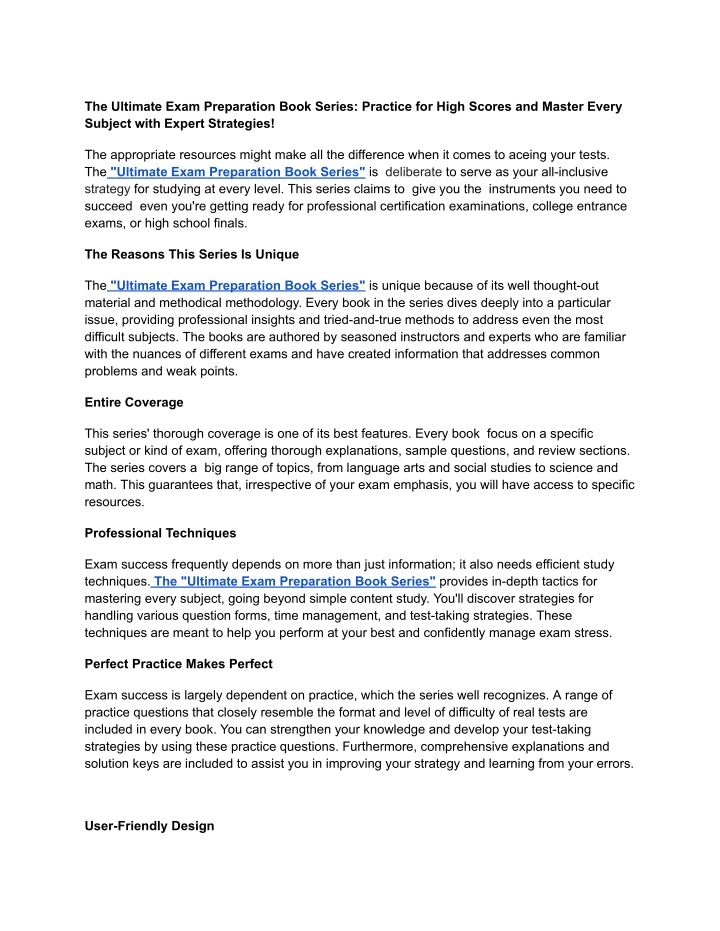 the ultimate exam preparation book series n.w