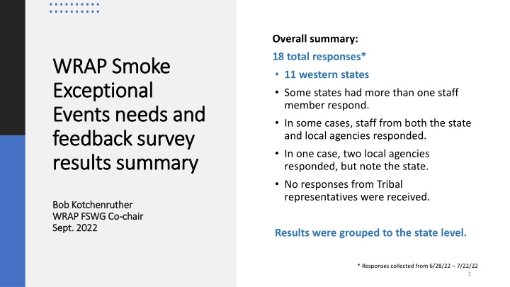Wildfire Smoke Exceptional Events Survey Summary