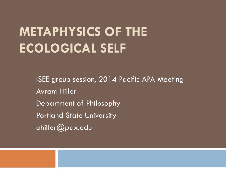 Metaphysics of the Ecological Self and Monism in Philosophy