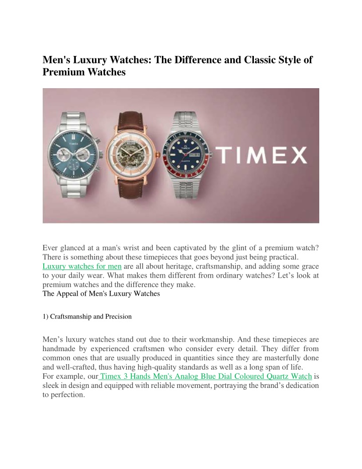 men s luxury watches the difference and classic n.w