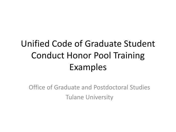 Examples of Graduate Student Honor Code Violations