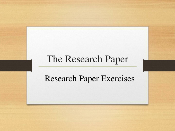 Research Paper Exercises: Creating Works Cited Entries