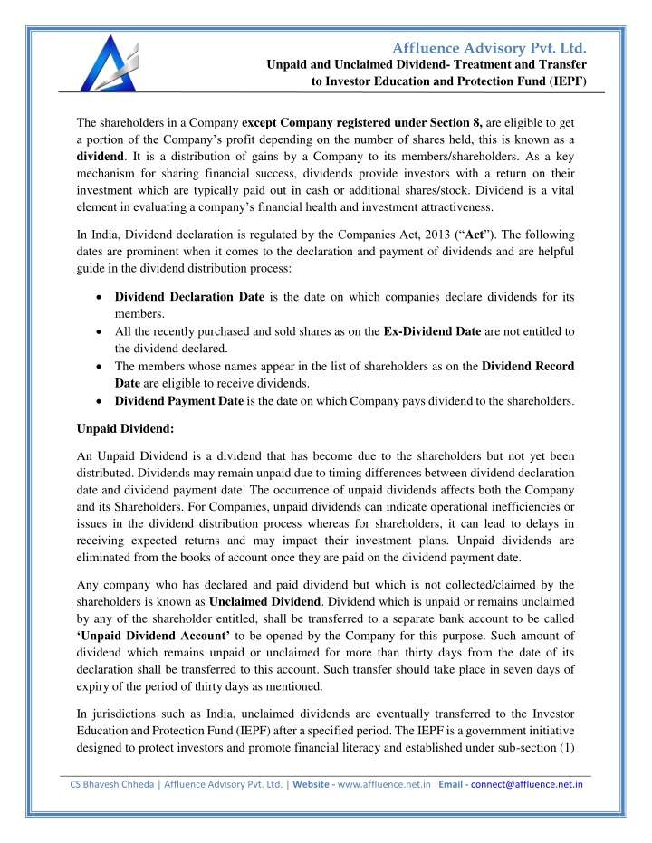 affluence advisory pvt ltd n.w