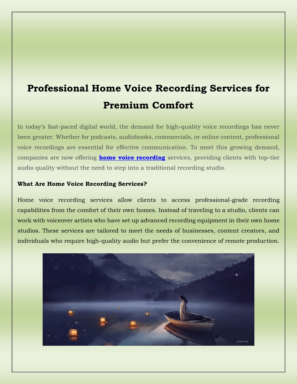 professional home voice recording services for l.w