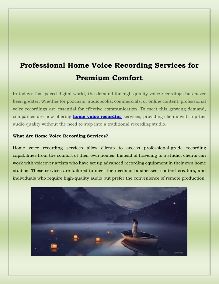 professional home voice recording services for n.w