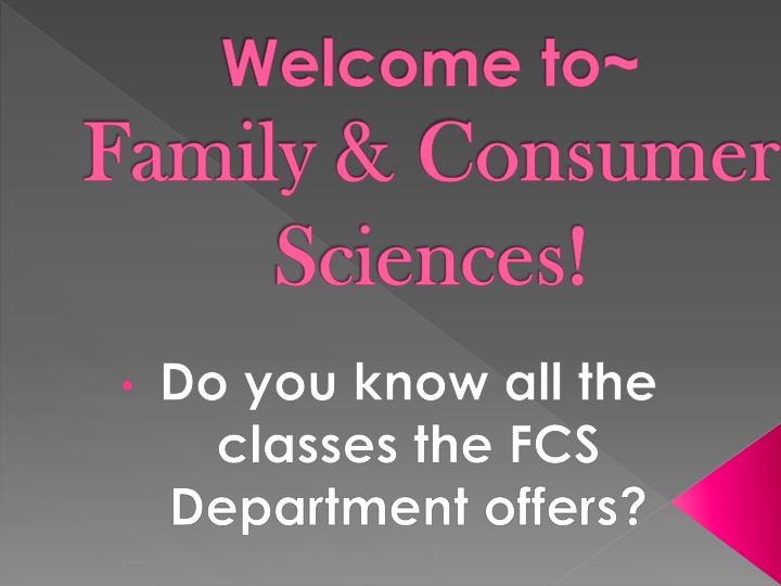 Family and Consumer Sciences Courses Offered in FCS Department