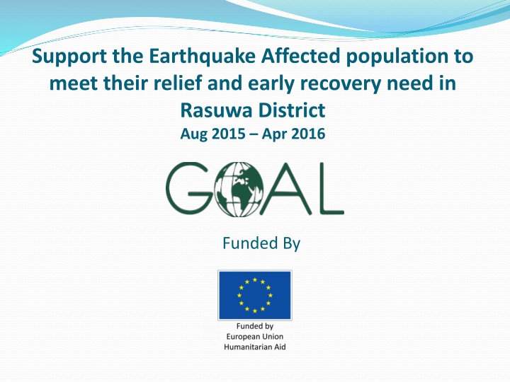 Support for Earthquake-Affected Population in Rasuwa District, Aug 2015-Apr 2016