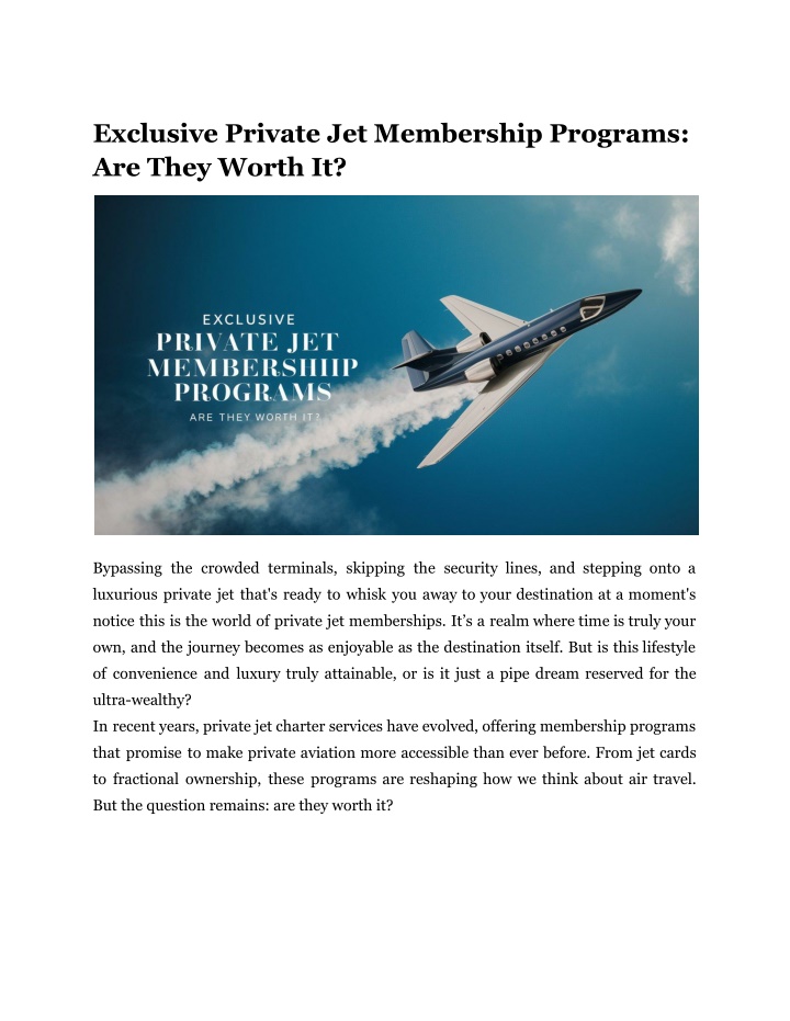 exclusive private jet membership programs n.w