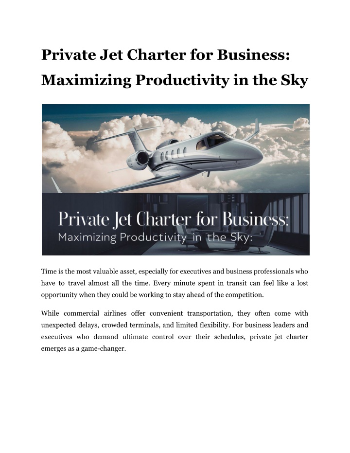 private jet charter for business n.w