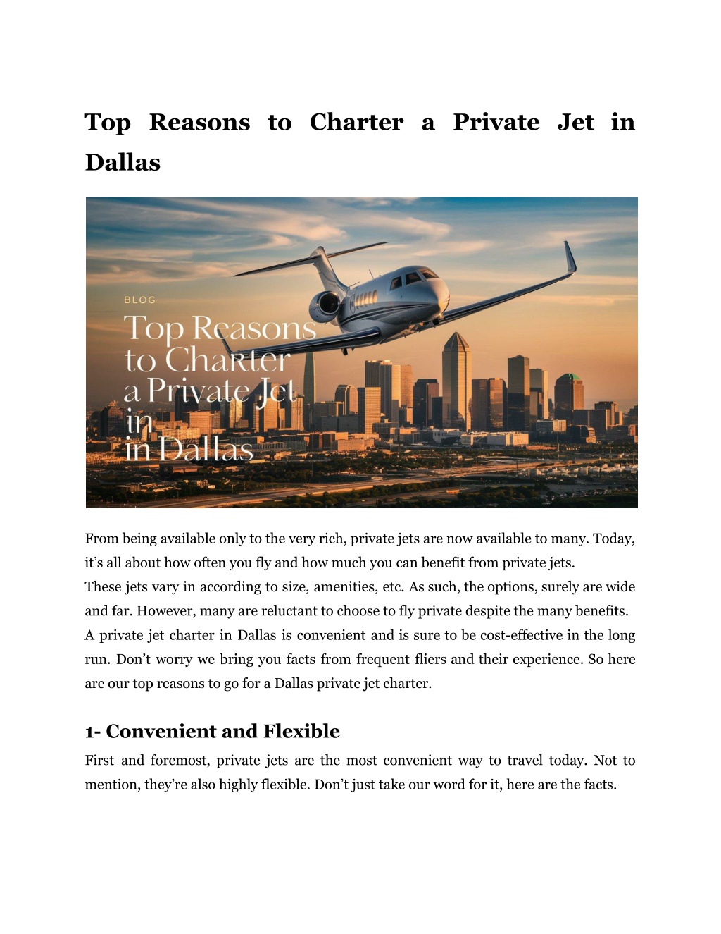 top reasons to charter a private jet in l.w